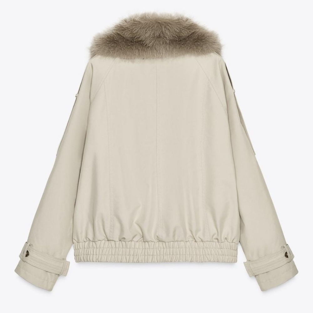 ZARA WATER REPELLENT SHORT TRENCH COAT FUR Size XL - Picture 5 of 16
